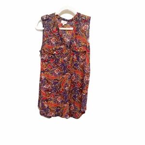 Paisley Print Sleeveless Blouse
